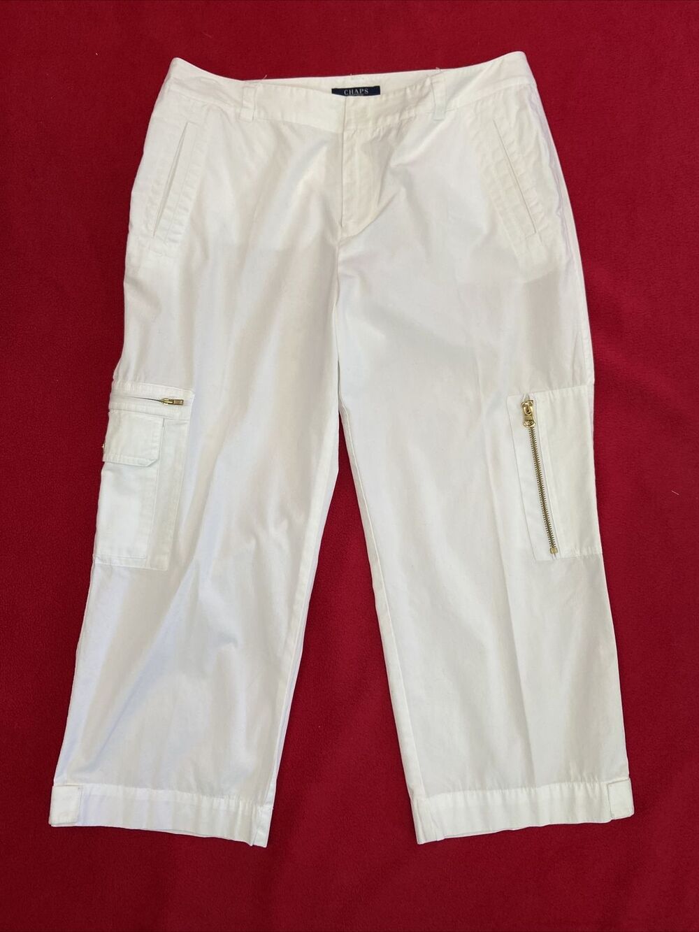 COTTON CARGOS Chaps Women’s Size 6 100% Cotton White Capri Cargo Pants